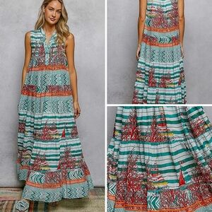 POL Vibrant Striped Maxi Dress